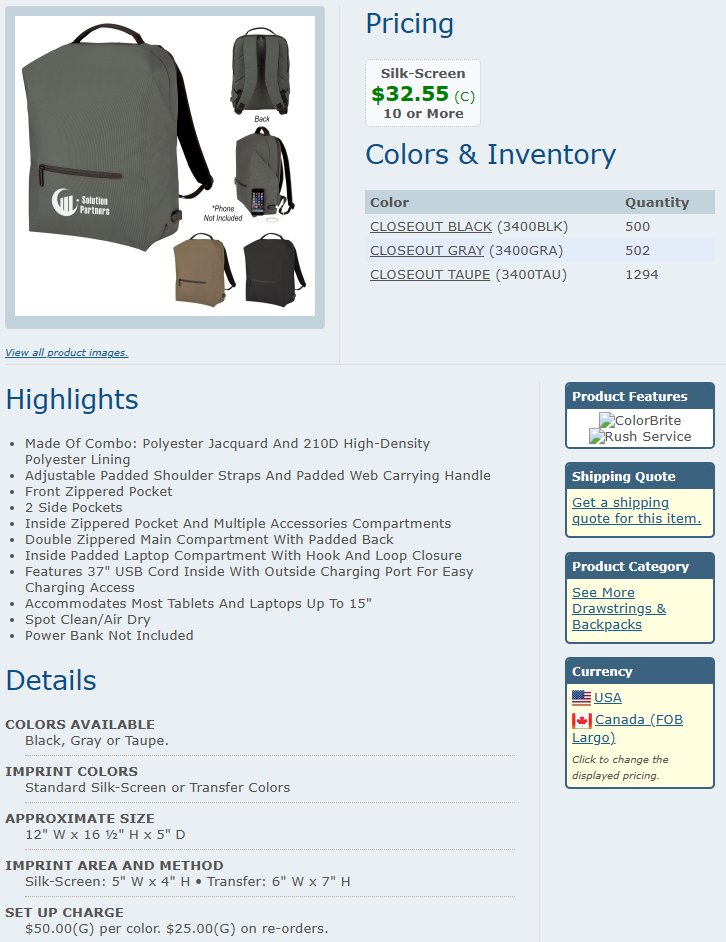 #3400 Streamline Backpack